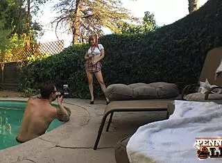 wanna join penny pax's poolside photoshoot with her big natural tits and clit?
