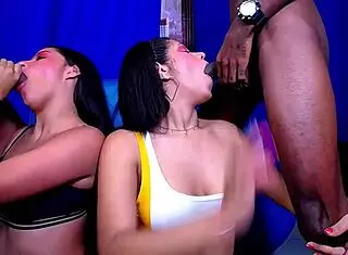 two colombian street sluts with small tits deepthroat our monster cocks in rough homemade blowbang
