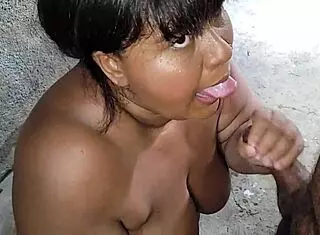 stepmom takes loads of cumshots on her face from stepson in backyard