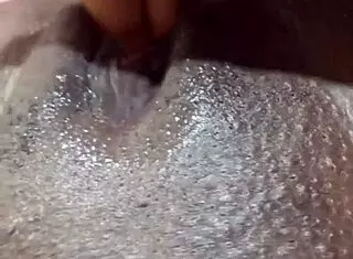 Black babe fingers huge wet pussy to creampie