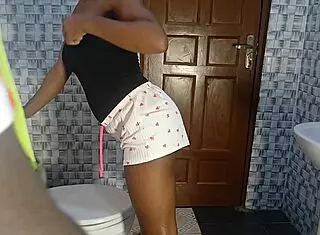 plumber pounds clients tight 18yo pussy in steamy bathroom quickie