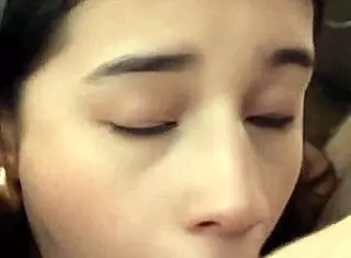 Busty Petite Latina Gags on Balls and Cock!