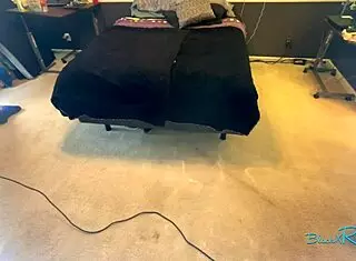 Watch This Busty Housewife Vacuum in Her Bedroom Long Hair Swinging!