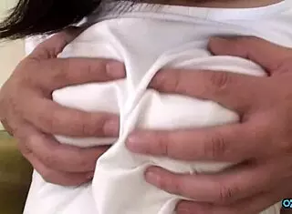 Mature lady strips while breasts get fondled