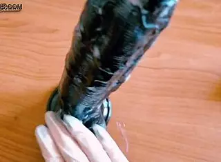 wanna see me jerk this big black dildo with gloves pov closeup fetish homemade?