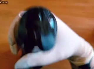 wanna see me jerk this big black dildo with gloves pov closeup fetish homemade?