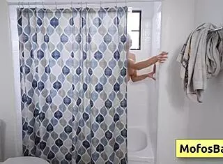 sexy blonde chloe rose massages boobs fingers shaved pussy post-shower