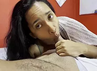 Hot stepmom shares bed with stepson creampie sex