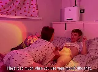 cheating with hot asyasky licks girlfriend's presence forbidden bed temptation