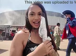 honey tsunami rides texas monster cock deep sloppy gagging!