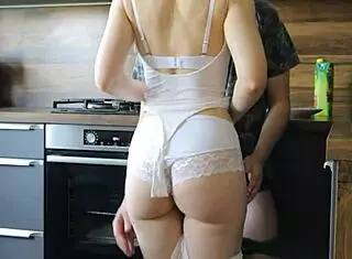 Roommate Pounds Blonde Girlfriend Hard On Kitchen Table