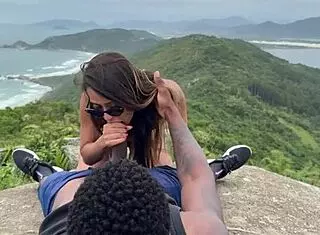 bareback outdoor fuck fills brazilian slut's pussy with cum