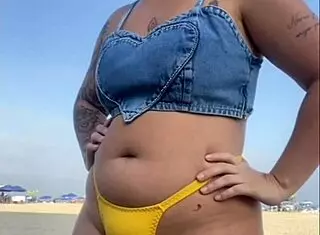 look at that guy's hard cock i made bulge on the beach flashing!