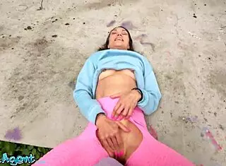 kristina grace fitness milf sucks cock outdoors then rides pov hard 💦🏋️‍♀️