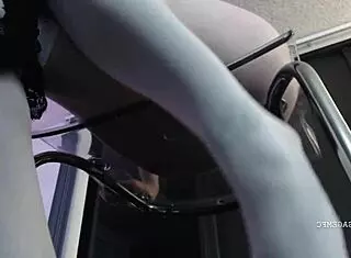 sierra sage bounces wildly on giant dildo in clear chair