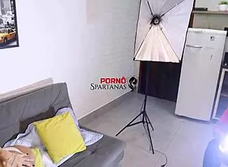 Skinny tanned Brazilian Annie flaunts natural tits in photoshoot