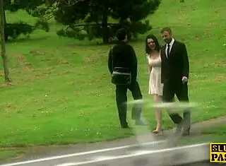 British submissive stalked, bent over, throat fucked deep