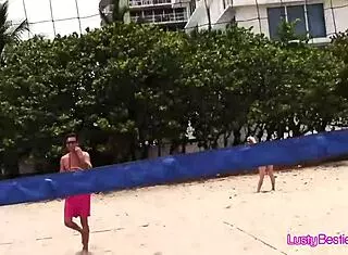 Beach volleyball babes hit pool party in tiny bikinis!