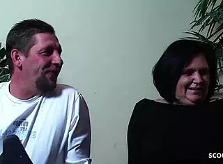 German mature Bea Dumas guides curvy old couple into first FFM threesome