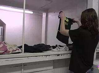 Watch This Emo Babe Strapon Fuck Her Sexy Neighbor Doggy!