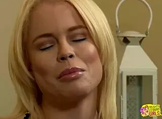 Blonde Brunette Lesbians Scissor Intensely After Licking Shaved Pussies