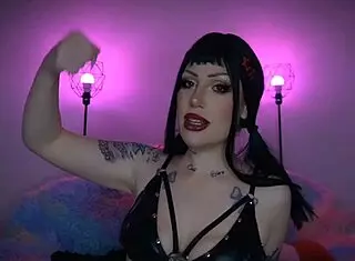 Italian goth egirl satanica mistress huge ass fishnets femdom joi humiliation