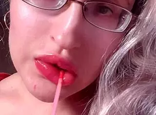 hey bimbo, worship my red lipgloss goddess in findom webcam glasses session?