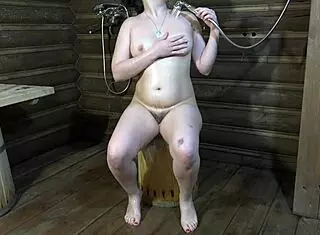 Russian Brunette Fingers Hairy Pussy and Anal to Orgasm in Bath