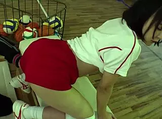 japanese bbw volleyball girl's hidden huge tits practice footage 7
