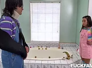 stepdad donnie shows amber how ta stroke cocks real hard