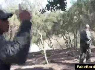 Latina BITCH SLAMMED hard doggystyle border uniform outdoor!