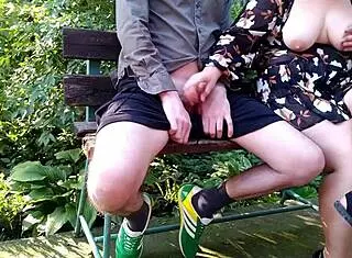 my horny mother-in-law flashes her huge natural tits craving public attention