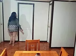 Surprised Stepmom Fucked Rough Doggystyle on Dining Table