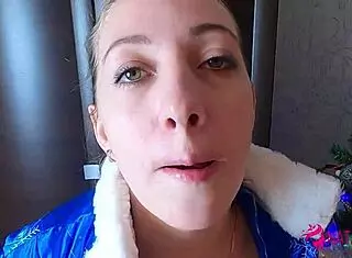 russian snow maiden nata sweet deepthroats passionately for christmas