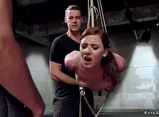 tied redhead slave endures rough anal training and submission