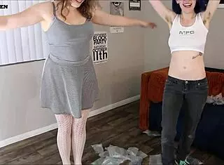 miss jane judge and little jay pop balloons wildly