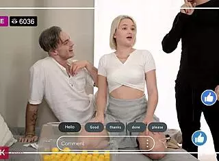 blonde jessie ames big tits chubby slut goes from lottery filming to rough mmf dp anal riding