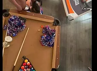 ebony cheerleader rides bbc sloppy at pool in missionary doggystyle