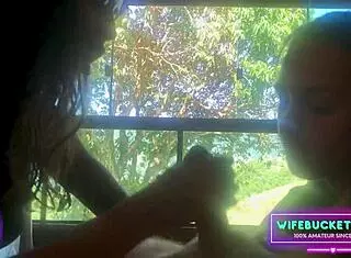 Amateur milfs surprise! Wife invites best friend for forest threesome