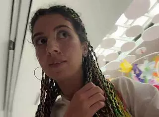 Crazy Brunette Facial After Mall Toilet Blowjob