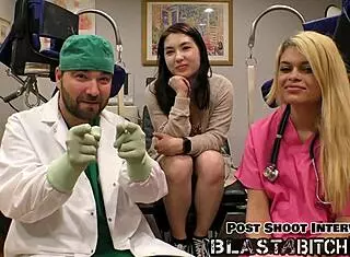 mina moon spreads wide backstage in latex gloves for a creamy pov finish