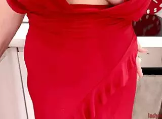 lady lucy slips into dress heels and fishnets for dirty play