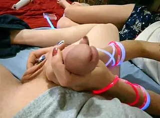 Hey babe, watch my 4th of July close-up handjob with dripping cum on my pretty nails?