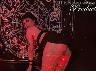 her gothic ritual bares shaved pussy for boyfriend's monster cock humiliation and face fucking cumshot