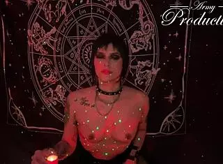 her gothic ritual bares shaved pussy for boyfriend's monster cock humiliation and face fucking cumshot