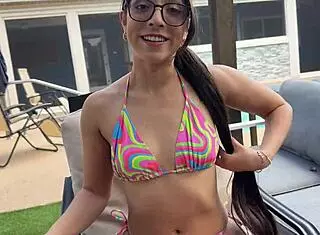 thick latina stepsis madison wilde rides scott stark outdoors