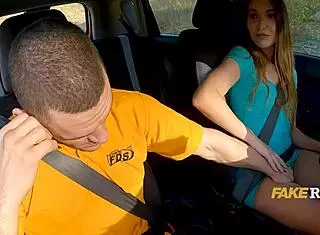 Italian slut sucks off dmv guy in backseat!