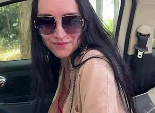 Fucked Wife's Hot Girlfriend Car Cum Mouth Swallow!