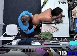 What if geeky brunette shoplifter nerd pays with hard uniform fucking for books? 📚🍑