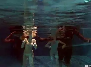 serbian and russian lesbos tease in underwater bath scene